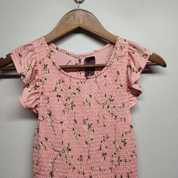 Code X Mode Maxi Dress Women Size S Peach Floral Smocked Sleeveless Spring Girly - Picture 2 of 12